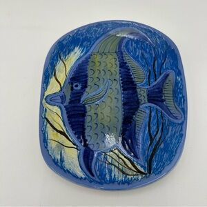 Vintage Blue Fish Ceramic Plate